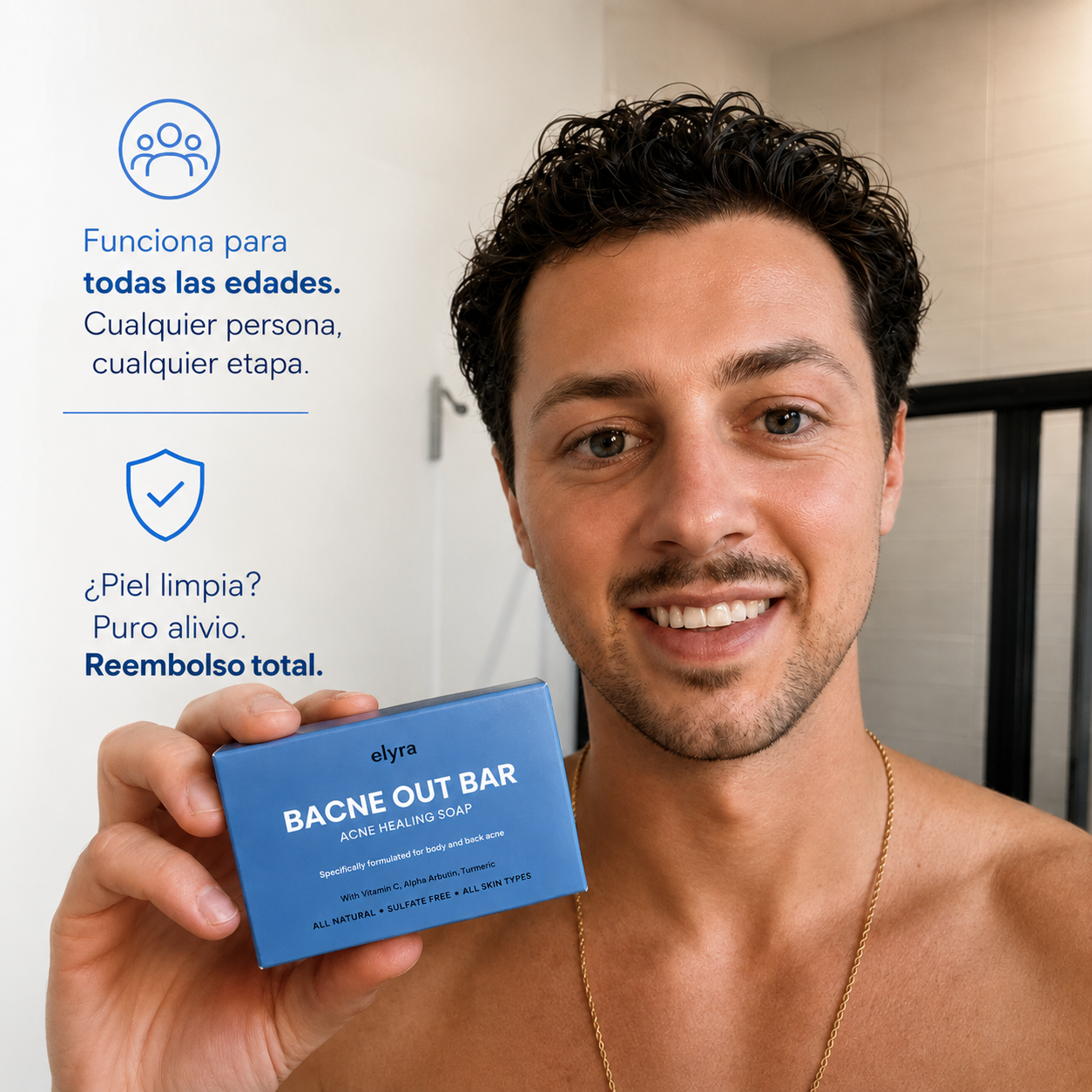 Elyra barra natural para combatir el acné corporal